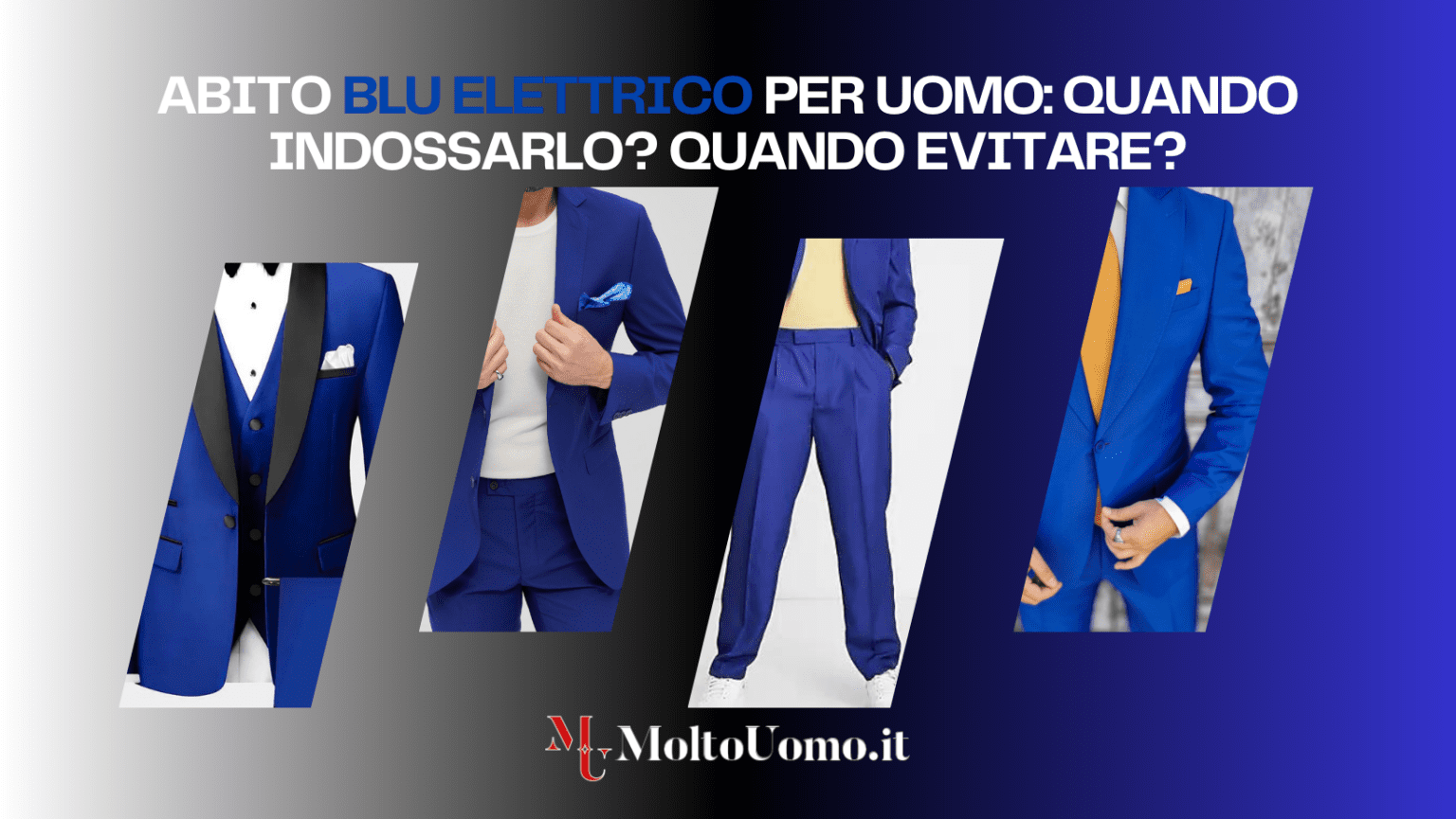 L'abito blu elettrico è uno dei capi più audaci nel guardaroba maschili: perfetto per l'uomo che desidera distinguersi senza rinunciare all'eleganza, questo colore vibrante può essere un'arma a doppio taglio se non indossato con le giuste accortezze